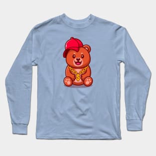 Cute Swag Bear With Hat And gold chain necklace Cartoon Long Sleeve T-Shirt